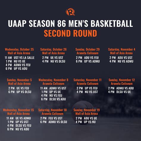 uaap men's basketball schedule round 2
