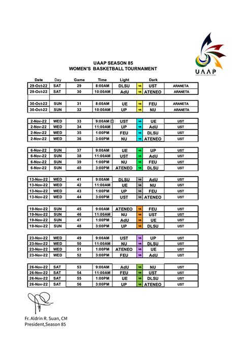 uaap season 85 women's basketball schedule