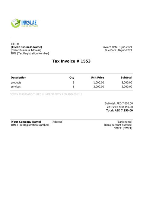 uae tax invoice format