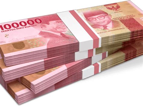 Three 100000 Indonesian rupiah banknote bundles, Indonesian rupiah