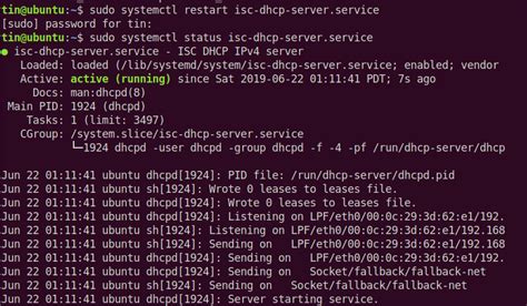 ubuntu dhcp server status