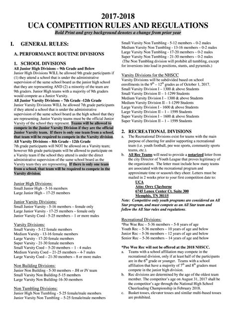 Uca Competition Rules