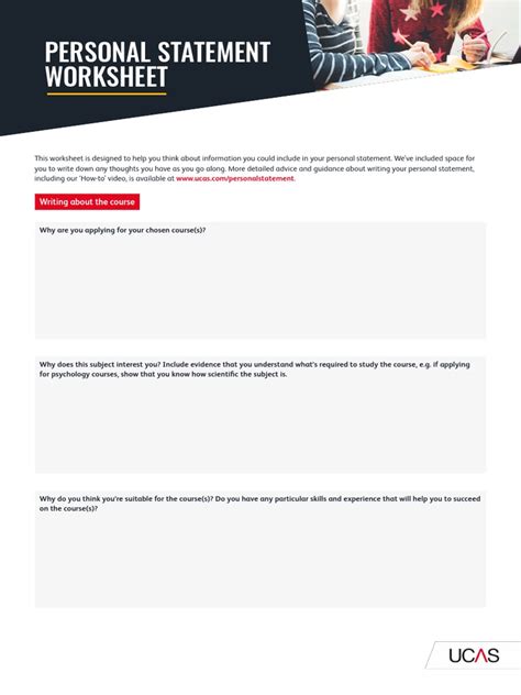 ucas personal statement worksheet