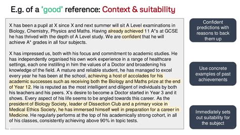 ucas reference example for students