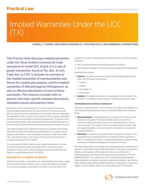 Ucc Implied Warranties