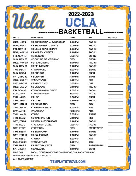 ucla bruins mens basketball schedule