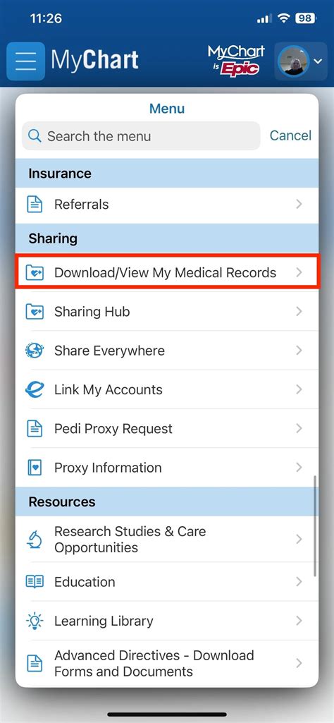 UCSF MyChart Navigation