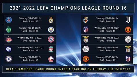 uefa champions league schedule round of 16