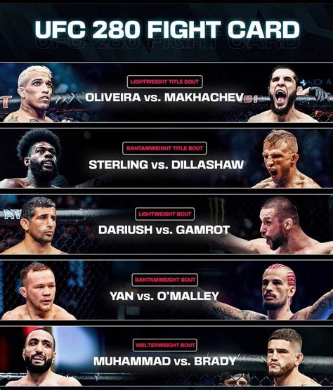 ufc 280 card completo