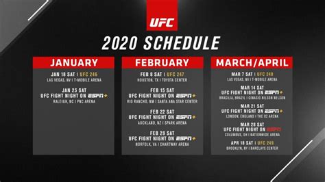 ufc schedule upcoming events