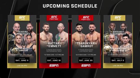 UFC Schedule Updated List Of Events & Fight Cards