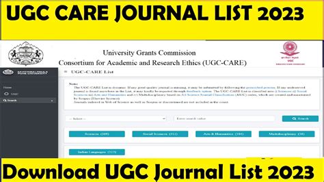 ugc care list journal official website 2024