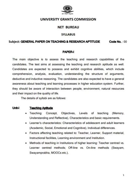 ugc net 2023 paper 1 syllabus pdf