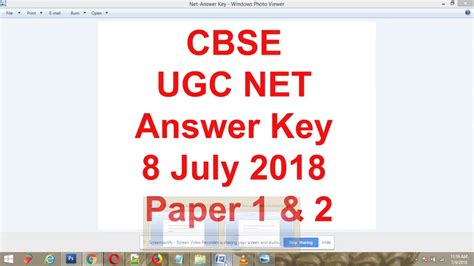 ugc net answer key 2018