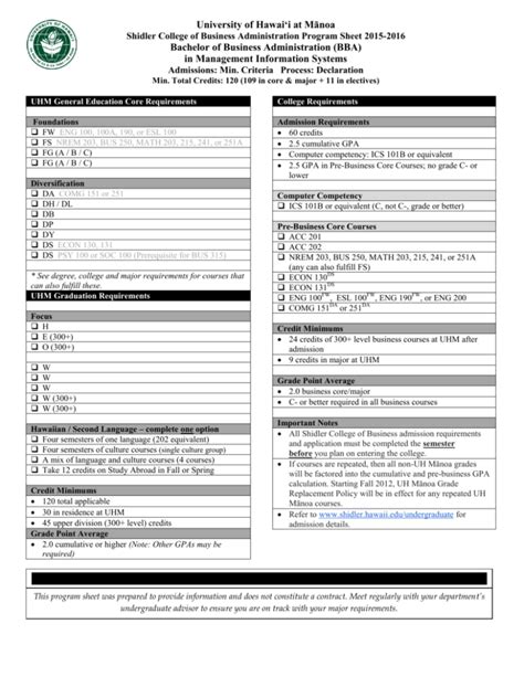 uh manoa civil engineering program sheet