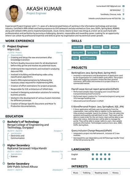 uipath resume for experience