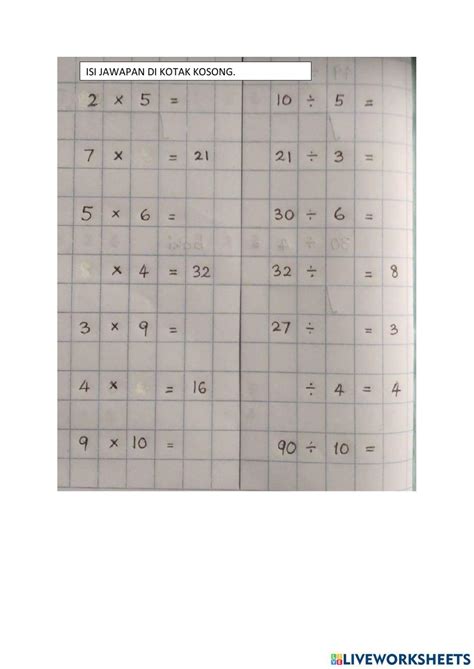 ujian matematik tahun 2 liveworksheet