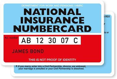 Custom Printed Replacement National Insurance Number Card Hard Plastic