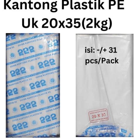 Jual Plastik PE uk 2kg /20x35, kantong Gula, Plastik ES, plastil Putih