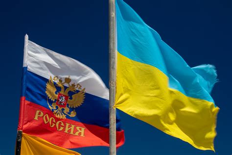 ukraine and russian flag