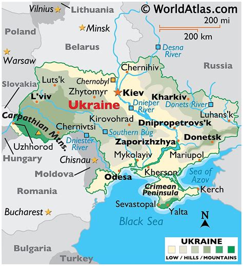 ukraine map in europe with capitals