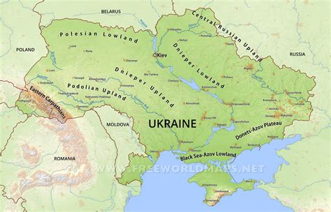 ukraine map in europe with mountains