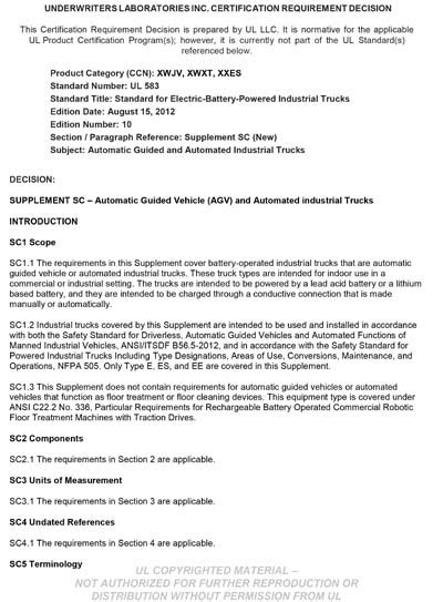 Ul Certification Requirement Decision