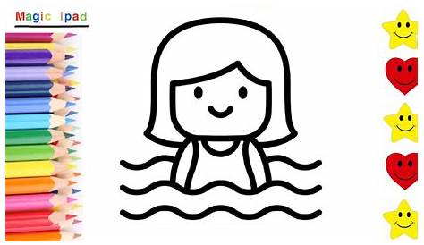 Una niña nadando en el rio 525696 Vector en Vecteezy