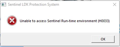 unable to access sentinel hasp run time h0033