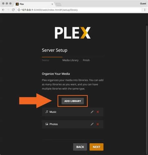 unable to add media to plex server