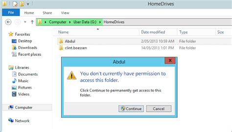 unable to change folder permissions access denied