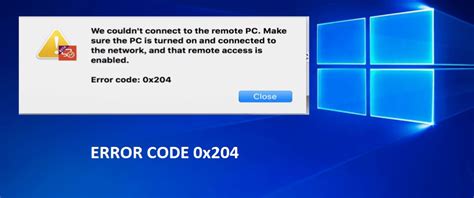 unable to connect error code 0x104