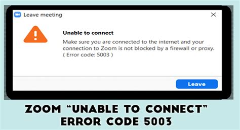 unable to connect error code 5003 zoom