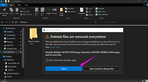 unable to delete onedrive folder on pc