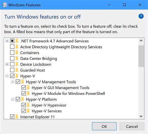 unable to enable hyper v on windows 10