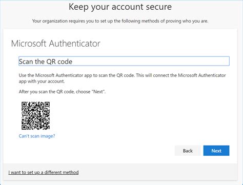 unable to get qr code for microsoft authenticator