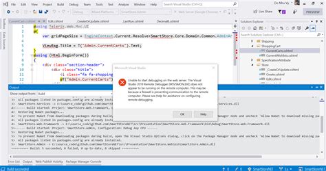 unable to start debugging visual studio 2019