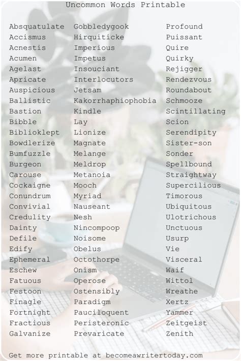 uncommon words that start with a