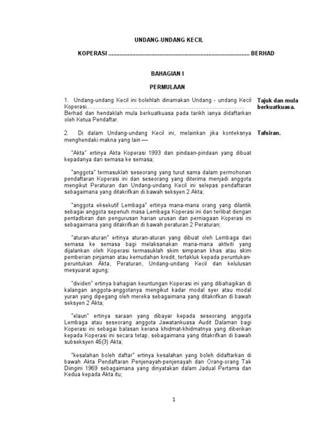 undang-undang kecil koperasi malaysia pdf