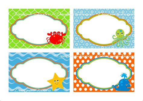 Under The Sea food labels; printable Under The Sea tent cards, Under