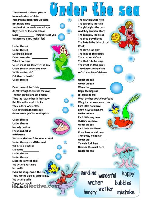 under the sea printable lyrics