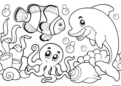 underwater coloring pages easy