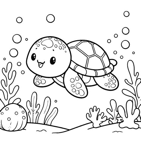 Underwater Turtle Coloring Pages