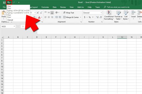 Excel Undo Button