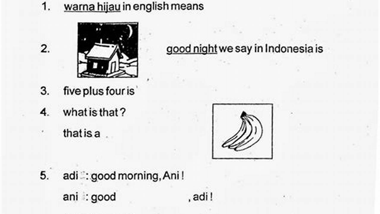 Unduh Soal PAS Bahasa Inggris Kelas 1 dan 2 Mudah dan Cepat