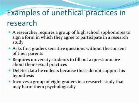 unethical research practices examples