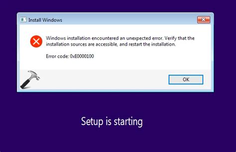 unexpected error while installing windows 10