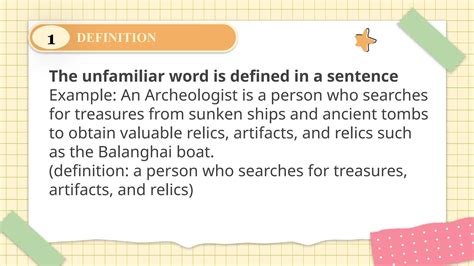 unfamiliar word with definition and example of sentence