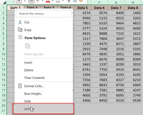 unhide columns in excel shortcut key windows 10