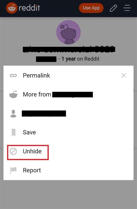 Unhide Posts Reddit App